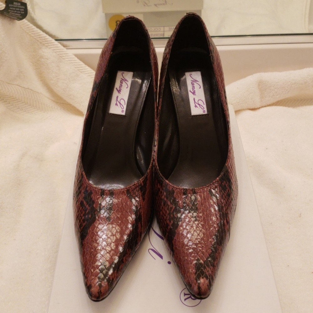 Snake print heels